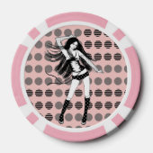 roze vriendin danseres poker chips (Achterkant)