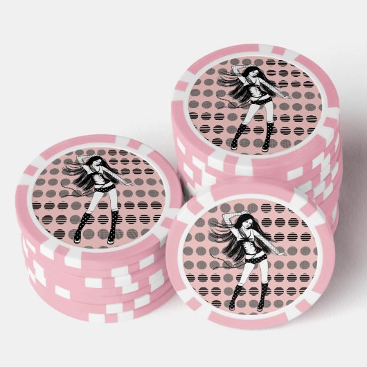 roze vriendin danseres poker chips (Opstapeling)
