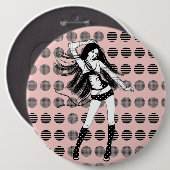 roze vriendin danseres ronde button 6,0 cm (Voorkant /achterkant)