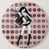 roze vriendin danseres ronde button 6,0 cm (Voorkant)