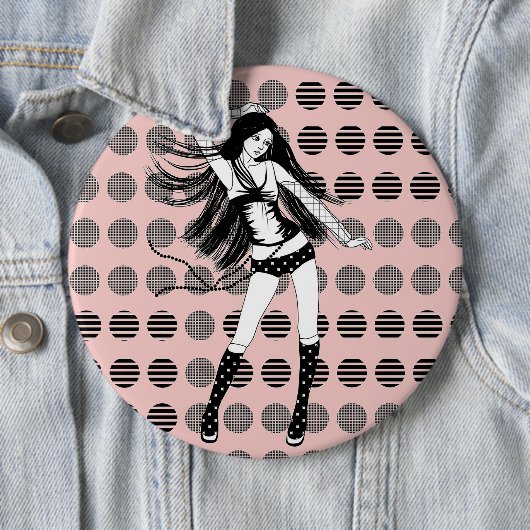 roze vriendin danseres ronde button 6,0 cm (In situ)