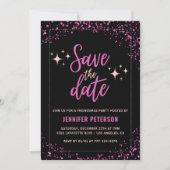 Roze Vriendjes uitnodigingen Save the date Glam (Voorkant)
