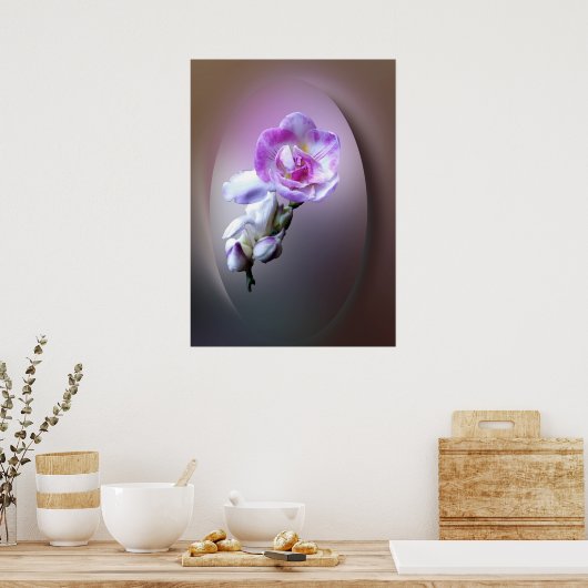 roze vriesbloem poster (Keuken)