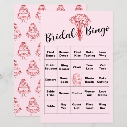 Roze Vrijgezellenfeest Bingo Spel - Leuke Feestact (Voorkant / Achterkant)