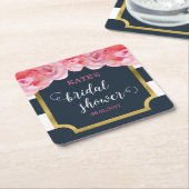 Roze Vrijgezellenfeest Blauwe strepen Kartonnen Onderzetters (Schuin)