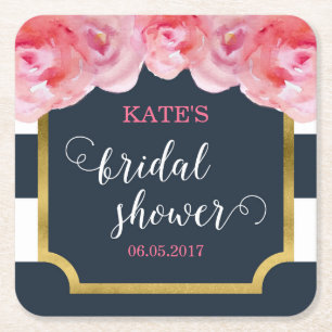 Roze Vrijgezellenfeest Blauwe strepen Kartonnen Onderzetters