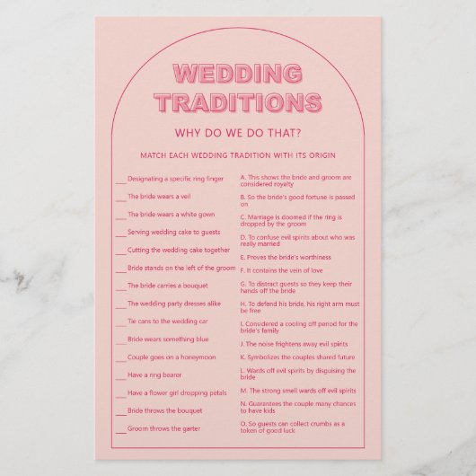 Roze vrijgezellenfeest bruiloft tradities flyer (Voorkant)