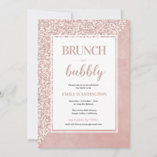 Roze Vrijgezellenfeest Brunch & Bubbly Uitnodiging (Voorkant)