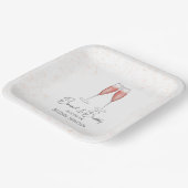 Roze Vrijgezellenfeest Brunch en Bubble Waterverf Papieren Bordje (Gebogen)