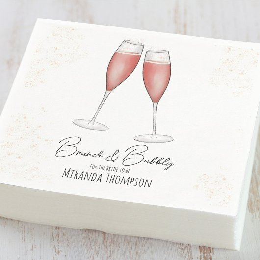 Roze Vrijgezellenfeest Brunch en Bubble Waterverf Servet