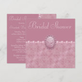 Roze  Vrijgezellenfeest Cameo & Pearls Kaart (Voorkant / Achterkant)