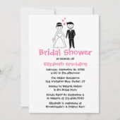 Roze Vrijgezellenfeest Cartoon bruid & bruidegom b Kaart (Voorkant)