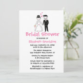 Roze Vrijgezellenfeest Cartoon bruid & bruidegom b Kaart (Staand voorkant)