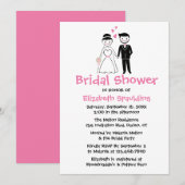 Roze Vrijgezellenfeest Cartoon bruid & bruidegom b Kaart (Voorkant / Achterkant)