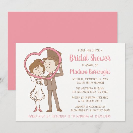 Roze Vrijgezellenfeest Cartoon Bruin bruin bruin b Kaart (Voorkant / Achterkant)