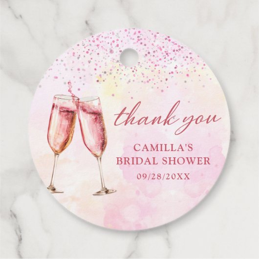 Roze Vrijgezellenfeest Champagne Bedankjes Labels