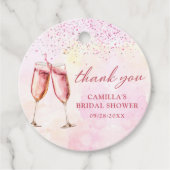 Roze Vrijgezellenfeest Champagne Bedankjes Labels (Voorkant)