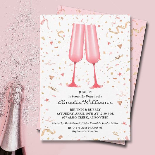 Roze Vrijgezellenfeest Champagne Kaart