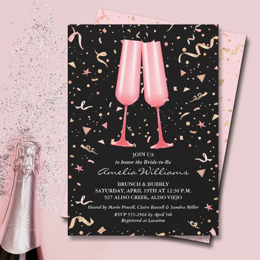 Roze Vrijgezellenfeest Champagne Kaart