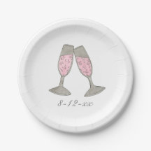 Roze Vrijgezellenfeest Champagne Wedding Date Bord