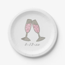 Roze Vrijgezellenfeest Champagne Wedding Date Bord