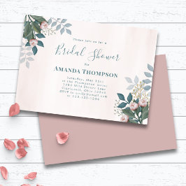 Roze Vrijgezellenfeest Elegante Bloemen Custom Kaart