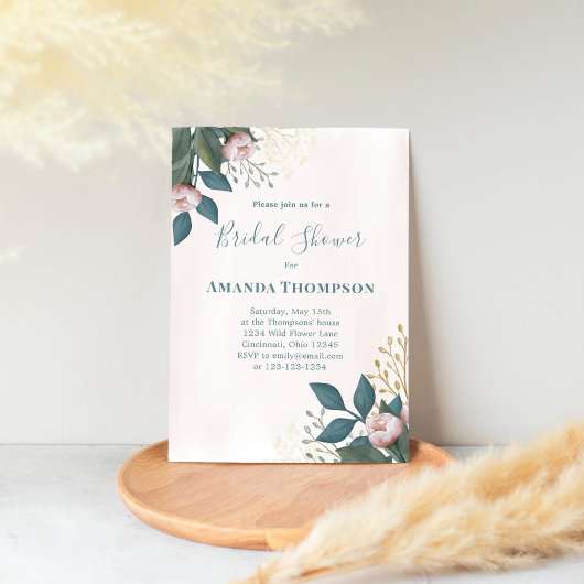 Roze Vrijgezellenfeest Elegante Bloemen Custom Kaart