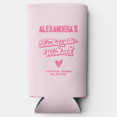 Roze vrijgezellenfeest gunst seltzer blikjeskoeler (Voorkant)