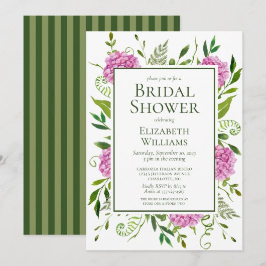 Roze Vrijgezellenfeest Hydrangeas Kaart (Voorkant / Achterkant)