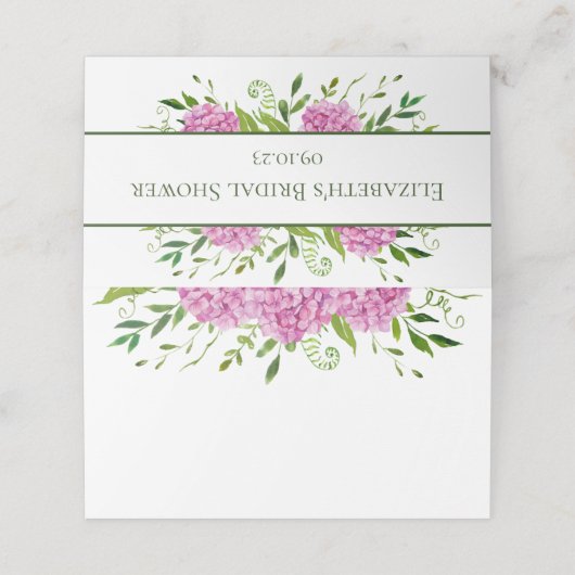 Roze Vrijgezellenfeest Hydrangeas Plaatskaartje (Buitenkant ongevouwen)