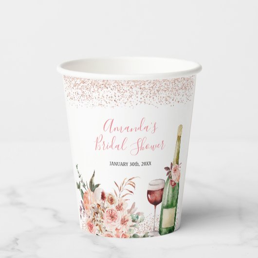 Roze Vrijgezellenfeest, liefhebbers van Blush Pink Papieren Bekers (Achterkant)