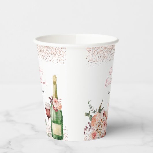 Roze Vrijgezellenfeest, liefhebbers van Blush Pink Papieren Bekers (Links)