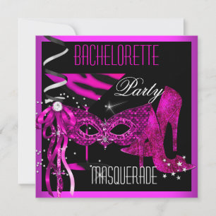 Roze vrijgezellenfeest Masquerade zwarte hoge hakk Kaart