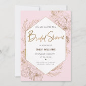 Roze Vrijgezellenfeest met gouden bloemen en blade Kaart (Voorkant)