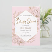 Roze Vrijgezellenfeest met gouden bloemen en blade Kaart (Staand voorkant)