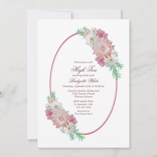 Roze Vrijgezellenfeest met hoge thee Kaart (Voorkant)