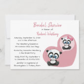 Roze Vrijgezellenfeest Panda Teddy Bear Heart Wedd Kaart (Voorkant)
