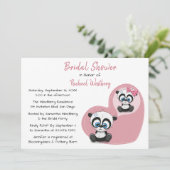 Roze Vrijgezellenfeest Panda Teddy Bear Heart Wedd Kaart (Staand voorkant)