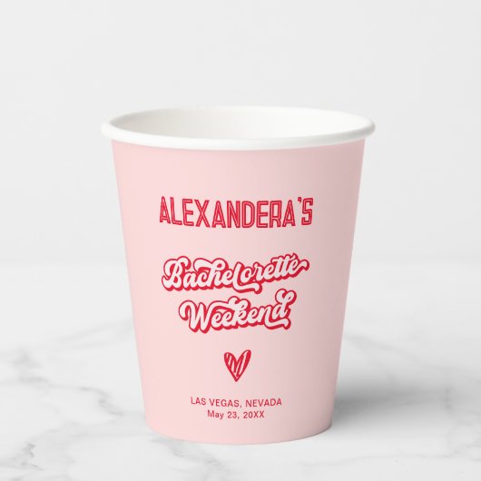 Roze vrijgezellenfeest papieren bekers (Voorkant)