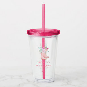 Roze Vrijgezellenfeest Regen en bloemen Acryl Drinkbeker