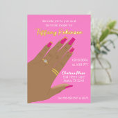 Roze Vrijgezellenfeest Ring Afro-Amerikaans Real Folie Uitnodiging (Staand Voorkant)