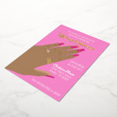 Roze Vrijgezellenfeest Ring Afro-Amerikaans Real Folie Uitnodiging (Gedraaid)