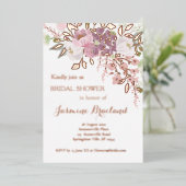 Roze Vrijgezellenfeest Roos Gold Folie Uitnodiging (Staand Voorkant)