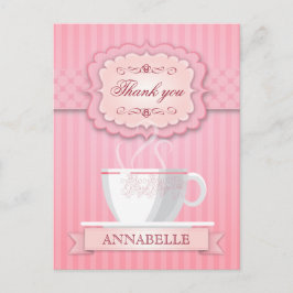 Roze Vrijgezellenfeest Tea Party Bedankt Briefkaart