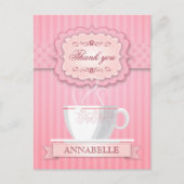 Roze Vrijgezellenfeest Tea Party Bedankt Briefkaart (Voorkant)