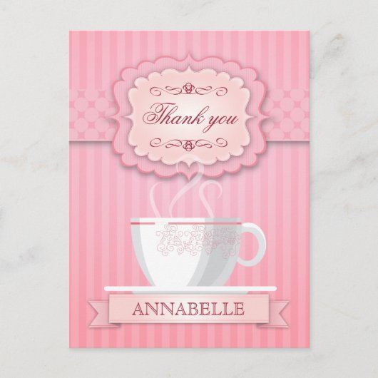 Roze Vrijgezellenfeest Tea Party Bedankt Briefkaart (Voorkant)