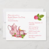 Roze Vrijgezellenfeest Tea Party Uitnodiging (Voorkant)
