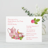  Roze Vrijgezellenfeest Tea Party Uitnodiging (Staand voorkant)