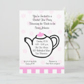 Roze Vrijgezellenfeest Tea Party Uitnodiging (Staand voorkant)