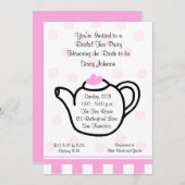 Roze Vrijgezellenfeest Tea Party Uitnodiging (Voorkant / Achterkant)